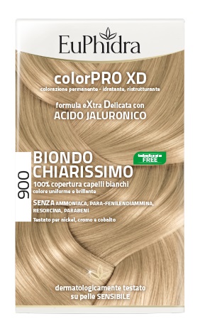 EUPHIDRA COLORPRO XD 900 BIONDO CHIARISSIMO GEL COLORANTE CAPELLI IN FLACONE + ATTIVANTE + BALSAMO + GUANTI - farmachicca