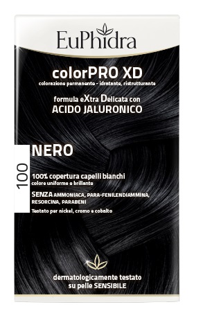 EUPHIDRA COLORPRO XD 100 NERO GEL COLORANTE CAPELLI IN FLACONE + ATTIVANTE + BALSAMO + GUANTI - farmachicca