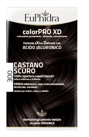 EUPHIDRA COLORPRO XD 300 CASTANO SCURO GEL COLORANTE CAPELLI IN FLACONE + ATTIVANTE + BALSAMO + GUANTI - farmachicca