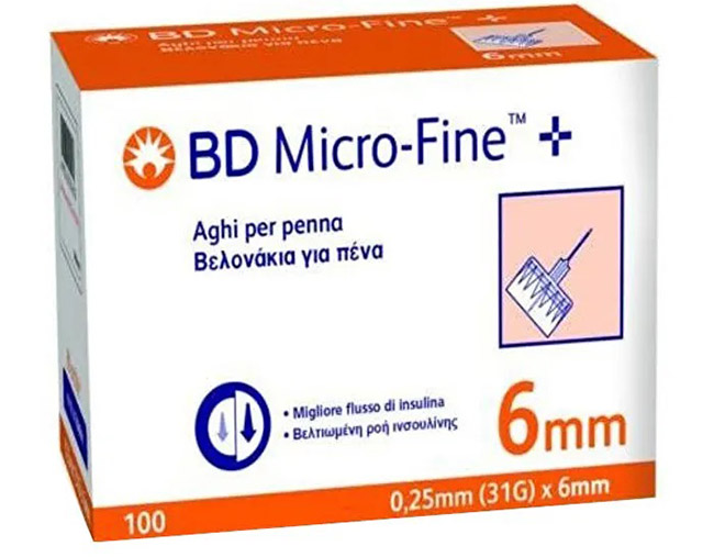 AGO PER PENNA DA INSULINA BD MICROFINE GAUGE 31 6MM 100 PEZZI - farmachicca