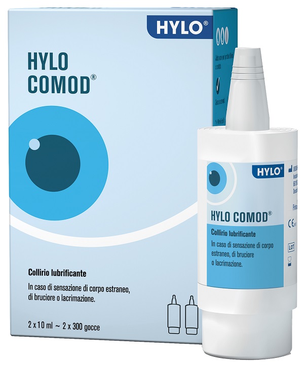 HYLO-COMOD GOCCE OCULARI IALURONATO DI SODIO 0,1% 2 FLACONC INI DA 10 ML - farmachicca