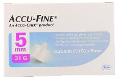 AGO PER PENNA DA INSULINA ACCU-FINE PEN NEEDLE ACCU-CHEK GAUGE 31 X 5MM 100 PEZZI - farmachicca
