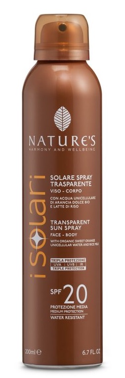 NATURES I SOLARI SPRAY TRASPARENTE SPF20 200 ML - farmachicca