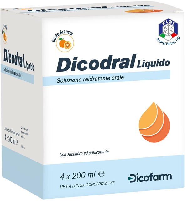 DICODRAL LIQUIDO SOLUZIONE REIDRATANTE ORALE 4 X 200 ML - farmachicca