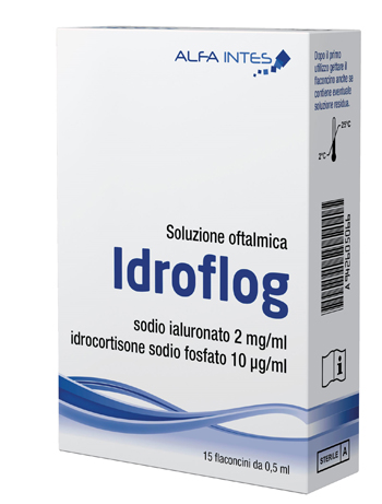SOLUZIONE OFTALMICA IDROFLOG A BASE DI IALURONATO DI SODIO E IDROCORTISONE SODIO FOSFATO 15 FLACONCINI DA 0,5 ML - farmachicca