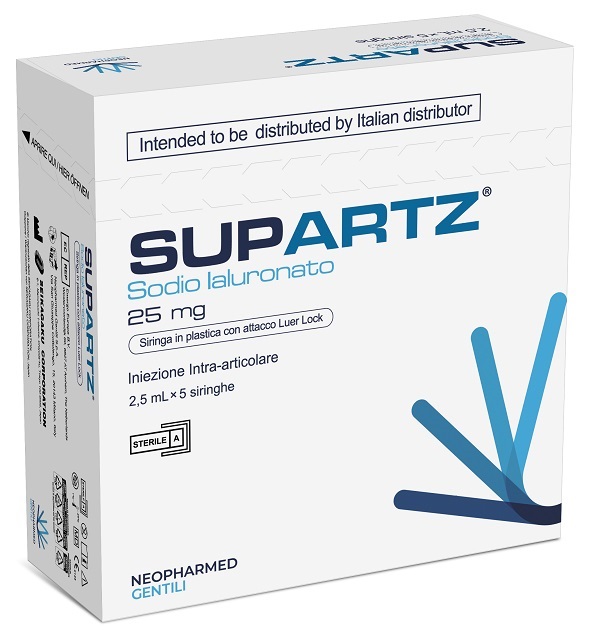 SIRINGA PRERIEMPITA INTRA-ARTICOLARE SUPARTZ ACIDO IALURONICO 25 MG 2,5 ML 5 PEZZI - farmachicca