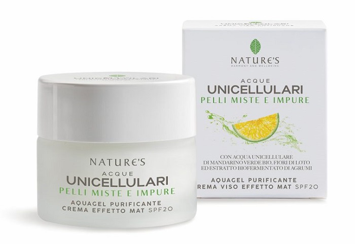 NATURE'S ACQUE UNICELLULARI AQUAGEL CREMA VISO EFFETTO MAT SPF20 50 ML - farmachicca
