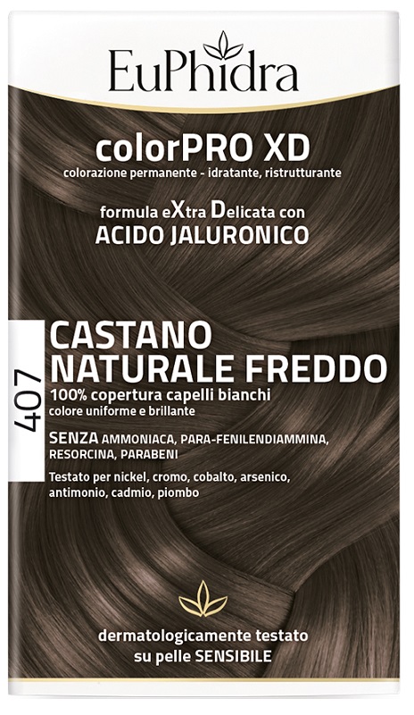 EUPHIDRA COLORPRO XD 407 CASTANO NATURALE F COLORE + ATTIVANTE + BALSAMO + CUFFIA + GUANTI - farmachicca
