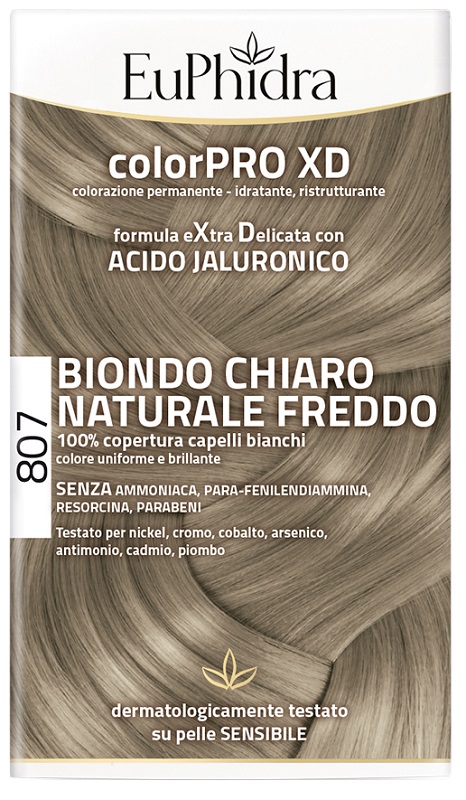 EUPHIDRA COLORPRO XD 807 BIONDO CHIARO NATURALE F COLORE + ATTIVANTE + BALSAMO + CUFFIA + GUANTI - farmachicca