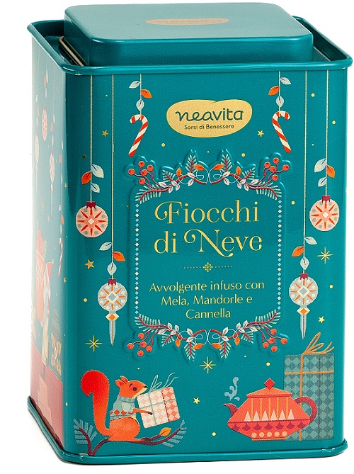 NEAVITA INFUSO FIOCCHI DI NEVE FILTROSCRIGNO IN SQUARE TIN VERDE NATALE 12 FILTRI DA 3,5 G - farmachicca