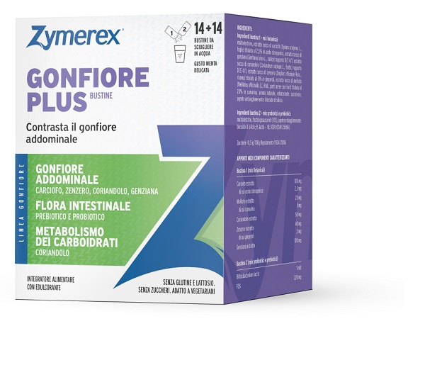 ZYMEREX GONFIORE PLUS 14+14 BUSTINE DA 2 G CON EDULCORANTE SENZA ZUCCHERI SENZA GLUTINE SENZA LATTOSIO - farmachicca
