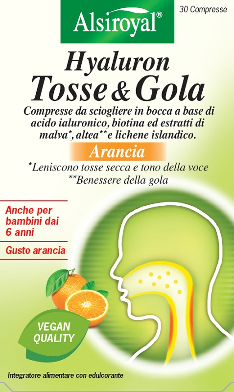 HYALURON TOSSE & GOLA ARANCIA 30 COMPRESSE MASTICABILI - farmachicca