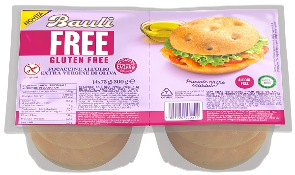 BAULI FREE FOCACCINE OLIO EXTRA VERGINE OLIVA 4 PEZZI DA 75 G - farmachicca