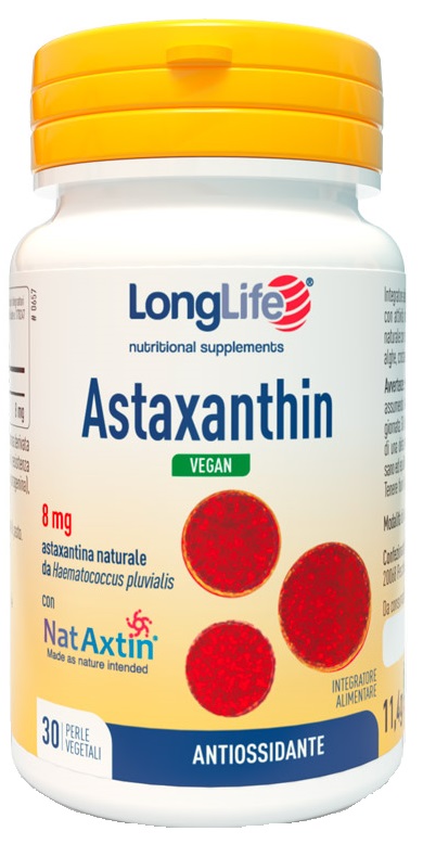 LONGLIFE ASTAXANTHIN VEGAN 8 MG 30 PERLE VEGETALI SENZA GLUTINE - farmachicca