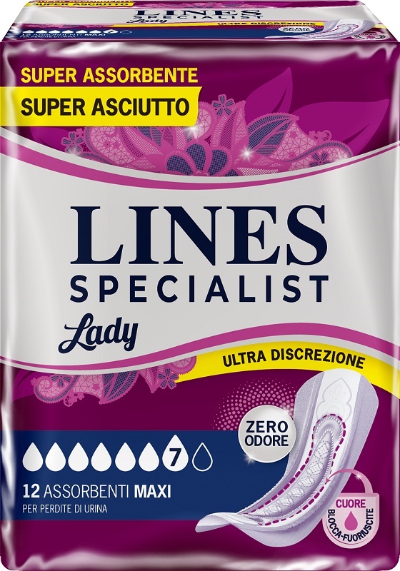 ASSORBENTI PER INCONTINENZA LINES SPECIALIST LADY 12 PEZZI - farmachicca