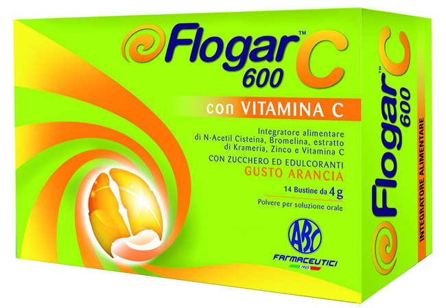 FLOGAR  C 600 CON VITAMINA C 14 BUSTINE GUSTO ARANCIA - farmachicca