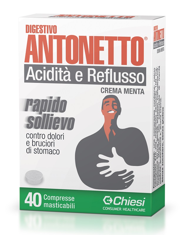 DIGESTIVO ANTONETTO ACIDITA' E REFLUSSO CREMA ALLA MENTA 40 COMPRESSE MASTICABILI - farmachicca
