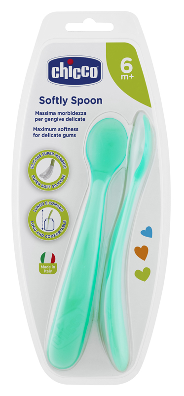 CHICCO CUCCHIAIO SILICONE MASCHILE BI PACK 6M+ - farmachicca
