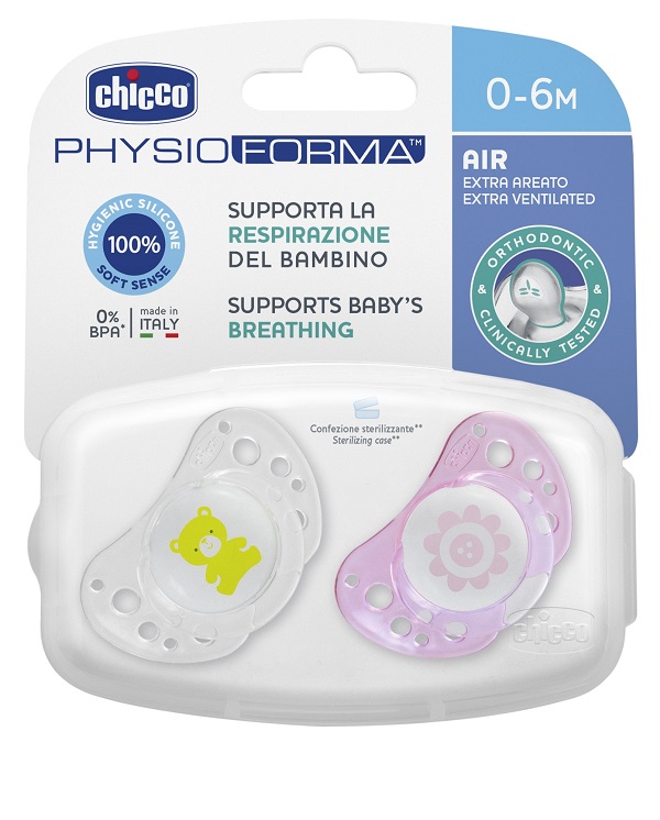 CHICCO SUCCHICCO AIR GIRL SILICONE 0-6 MESI 2 PEZZI - farmachicca