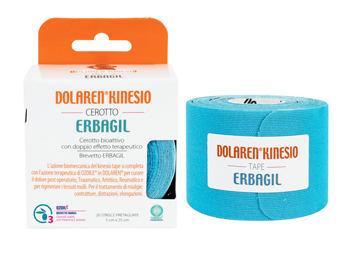 DOLAREN KINESI CEROTTO TERAPEUTICO BLU 20 STRISCE PRETAGLIATTE 5 X 25 CM IN ROTOLO - farmachicca