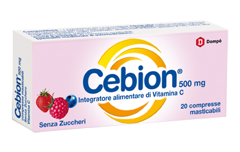 CEBION MASTICABILE SENZA ZUCCHERO VITAMINA C 500 MG 20 COMPRESSE - farmachicca