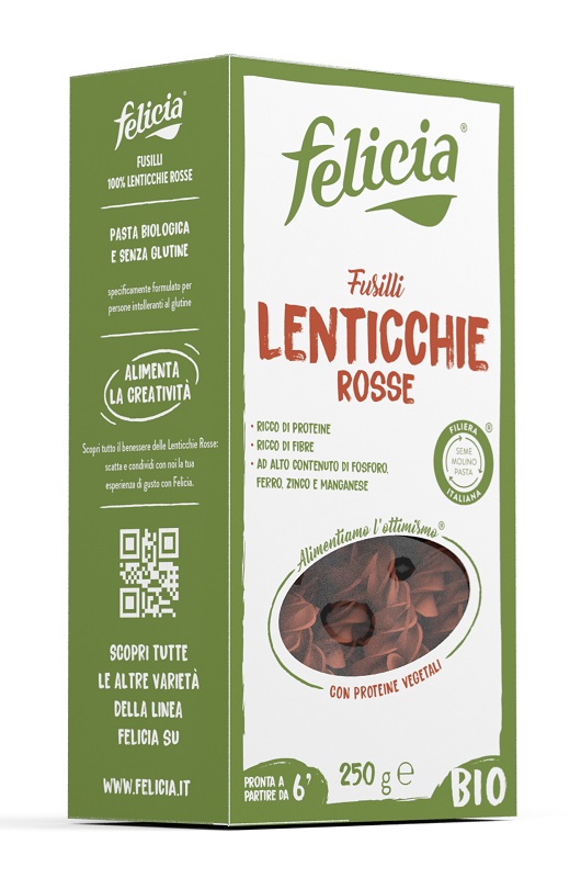 FELICIA BIO FUSILLI DI LENTICCHIE ROSSE 250 G - farmachicca