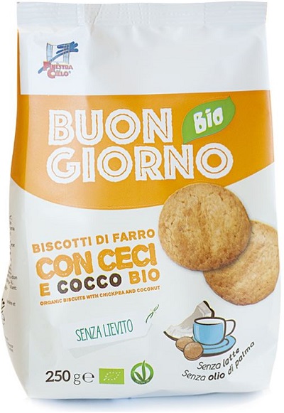BUONGIORNOBIO BISCOTTI  DI FARRO CECI & COCCO SENZA LIEVITO - farmachicca