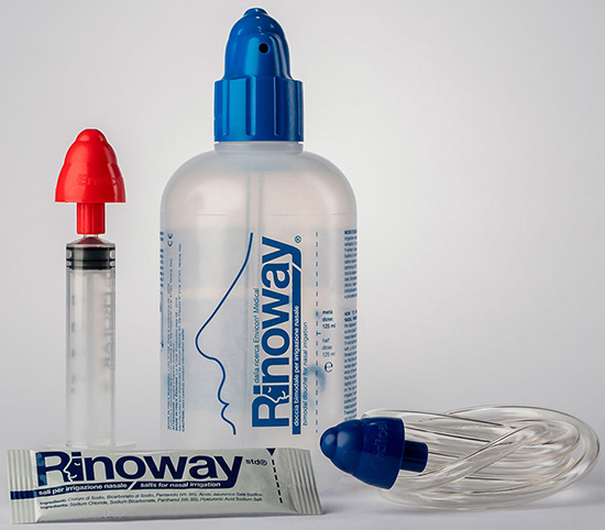 RINOWAY DOCCIA PER IRRIGAZIONE NASALE + 15 SALI ISOTONICI - farmachicca