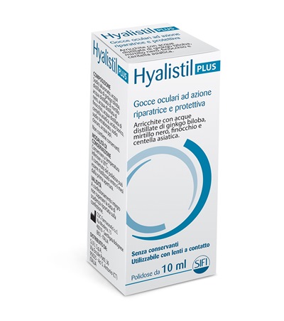 GOCCE OCULARI HYALISTIL PLUS ACIDO IALURONICO 0,4% ACQUA DISTILLATA DI GINKGO BILOBA + MIRTILLO NERO + FINOCCHIO + CENTELLA ASIATICA 10 ML - farmachicca
