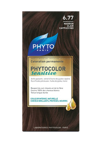 PHYTOCOLOR SENSITIVE 6.77  CASTANO CHIARO NOCCIOLA 1 LOZIONE LIQUIDA 60 ML + 1 CREMA 40 ML + 1 BALSAMO 12 ML + FOGLIETTO DI ISTRUZIONI + GUANTI LATTICE - farmachicca