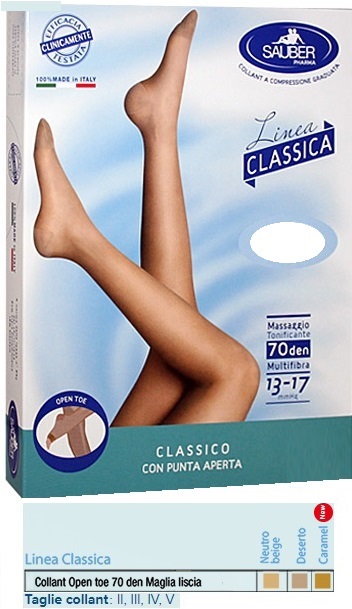 SAUBER COLLANT OPEN TOE MAGLIA LISCIA 70 DEN COLORE NEUTRO BEIGE TAGLIA 4 LINEA CLASSICA - farmachicca