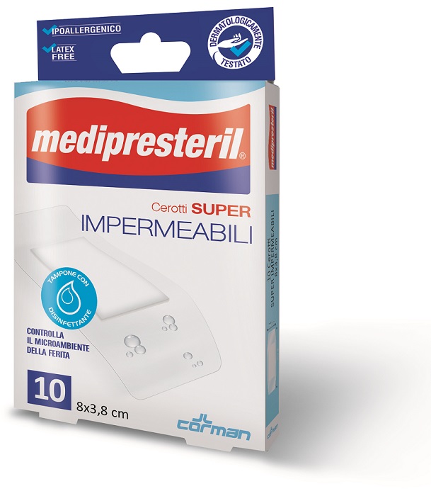 MEDIPRESTERIL CEROTTI IMPERMIABILI SUPER 8 X 3,8 10 PEZZI - farmachicca