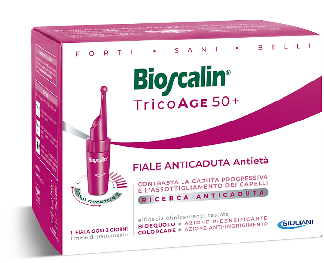 BIOSCALIN TRICOAGE 45+ ANTICADUTA ANTIETA' 10 FIALE 3,5 ML - farmachicca