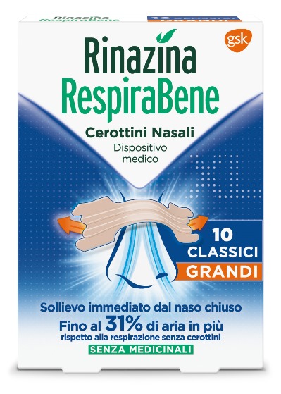 RINAZINA RESPIRABENE CEROTTI NASALI CLASSICI GRANDI  10 PEZZI - farmachicca