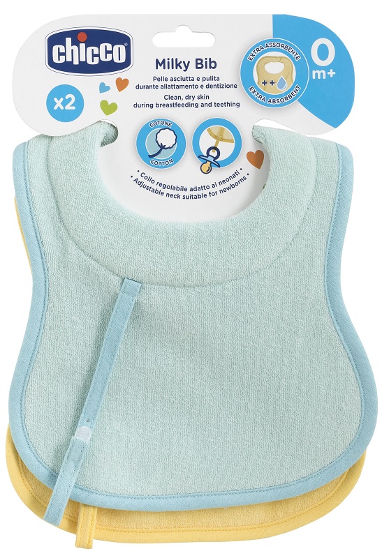 CHICCO BAVAGLINE 0M+ 2PZ AZZURRO - farmachicca