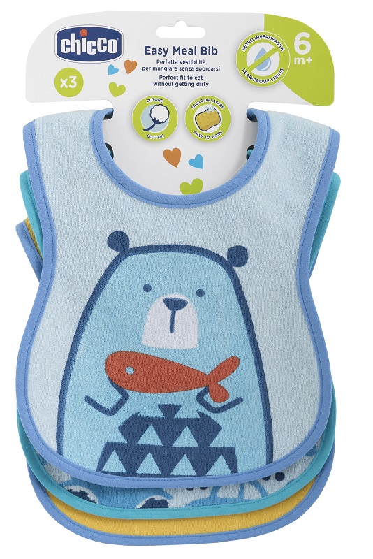 CHICCO BAVAGLINO PAPPA 6M 3 PEZZI BOY - farmachicca