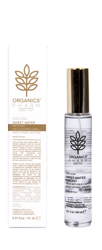 ORGANICS PHARM SWEET WATER PROFUMO DELICATO PER CAPELLI FINOCCHIO E ROSA 15 ML - farmachicca