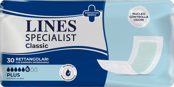 PANNOLONE LINES SPECIALIST CLASSIC RETTANGOLARE CON BARRIERA 30 PEZZI - farmachicca