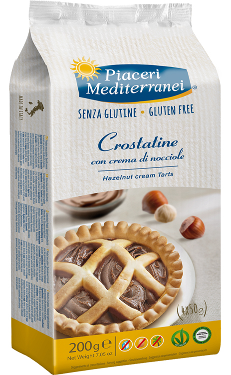PIACERI MEDITERRANEI CROSTATINA CON CREMA DI NOCCIOLA 4 X 50 G - farmachicca
