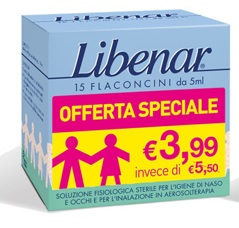 LIBENAR 15 FLACONCINI SOLUZIONE ISOTONICA 5 ML TAGLIO PREZZO - farmachicca