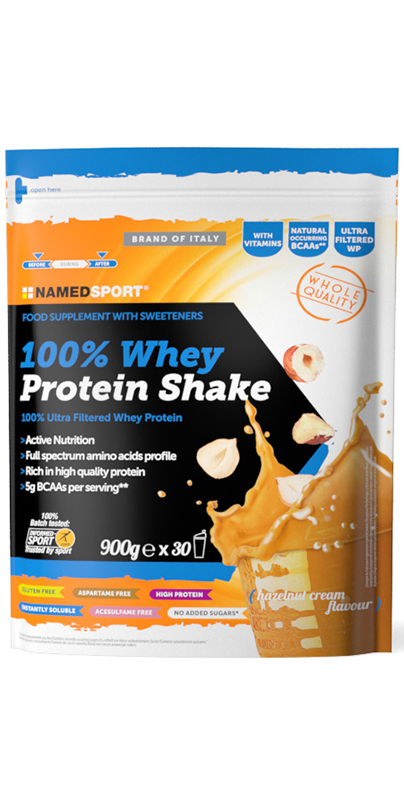 100% WHEY PROTEIN SHAKE HAZELNUT CREAM 900 G - farmachicca