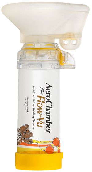 DISTANZIATORE AEROCHAMBER PLUS Con MASCHERA PEDIATRICA MEDIUM 1-5 ANNI GIALLO - farmachicca