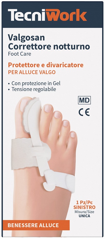 CORRETTORE NOTTURNO PER ALLUCE VALGO SINISTRO MISURA UNICA VALGOSAN 1 PEZZO - farmachicca