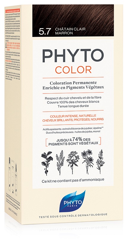 PHYTOCOLOR 5,7 CASTANO CHIARO TAB LATTE + CREMA + MASCHERA + 1 PAIO DI GUANTI - farmachicca