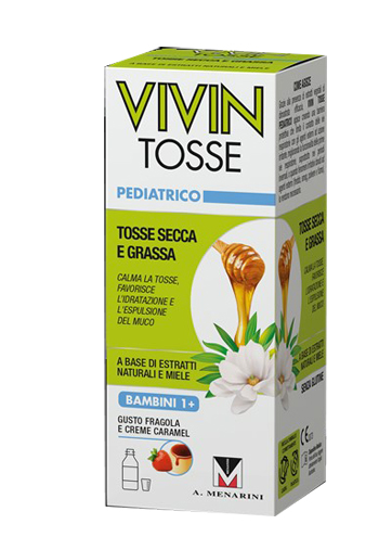 VIVIN TOSSE PEDIATRICO SCIROPPO PER TOSSE SECCA E GRASSA GUSTO FRAGOLA E CREME CARAMEL 150 ML - farmachicca