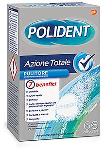 POLIDENT AZIONE TOTALE 66 COMPRESSE PULITORE PER PROTESI QUOTIDIANO - farmachicca