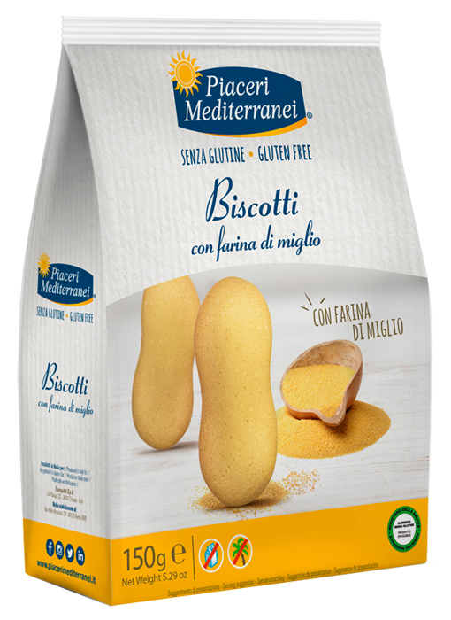 PIACERI MEDITERRANEI BISCOTTI FARINA DI MIGLIO 150 G - farmachicca