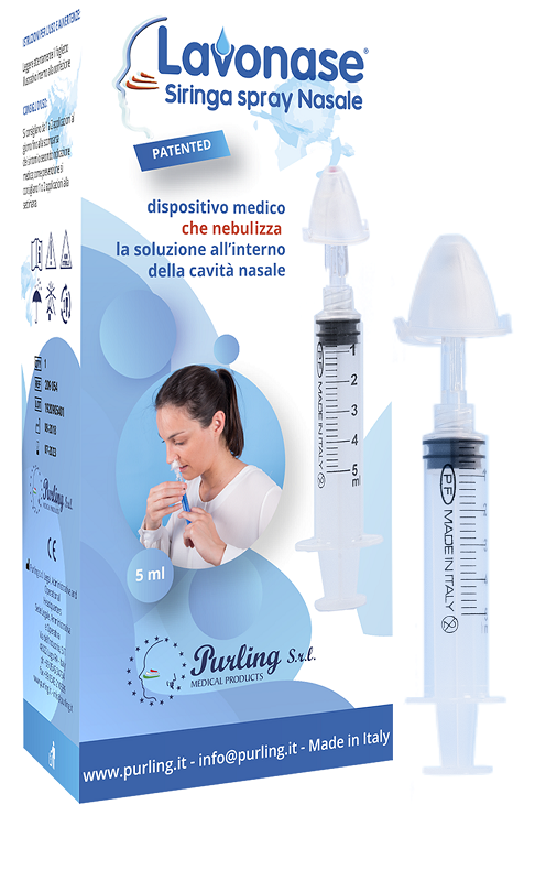 LAVONASE SIRINGA SPRAY NASALE NON STERILE 5 ML LUER-LOCK CON CAPPUCCIO + UGELLO NASALE CON RACCORDO LUER-LOCK + PERFORATORE CON VALVOLA NON RITORNO CON TAPPO - farmachicca