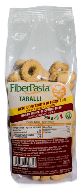 FIBERPASTA TARALLI BASSO INDICE GLICEMICO 250 G - farmachicca