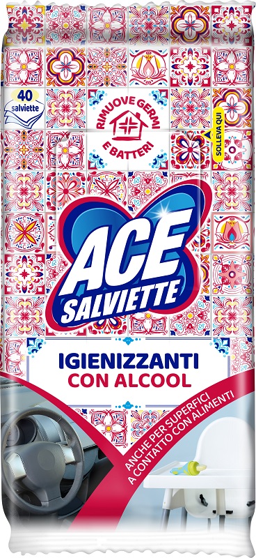 ACE SALVIETTE IGIENIZZANTI ALCOOL 40 PEZZI - farmachicca